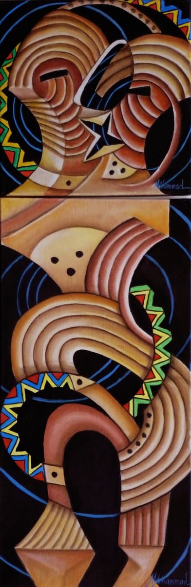 Maruvian Healing Mask Diptych by Marcella Hayes Muhammad, Image 1.