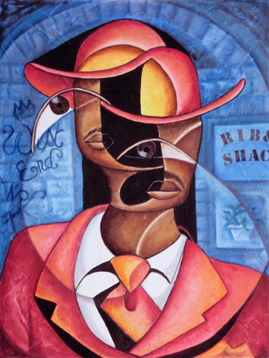 Mr. West End Mack by Marcella Hayes Muhammad  Image: Discover the charm of urban life with this captivating painting by Marcella Hayes Muhammad, featuring a dapper man in a striking red hat and suit. Inspired by a memorable encounter during an art festival parade in Atlanta's West End, this piece captures the essence of a whimsical character that embodies the spirit of every city. The elderly gentleman, complete with a stylish cane and a playful demeanor, invites viewers to appreciate the vibrancy and stories found in everyday moments. Perfect for art enthusiasts and collectors alike, this portrait adds a touch of personality and warmth to any space.