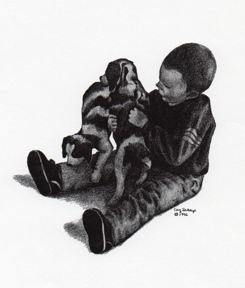 Ben with Puppies by Carol Zirkle 
