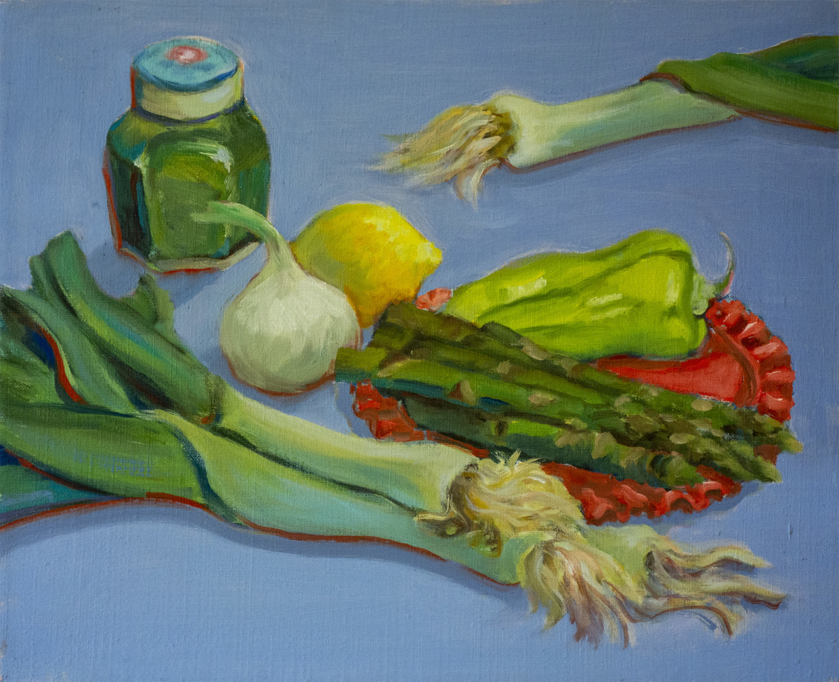 Untitled #290 (Green Vegatables with Red Plate) by Pat Ralph 