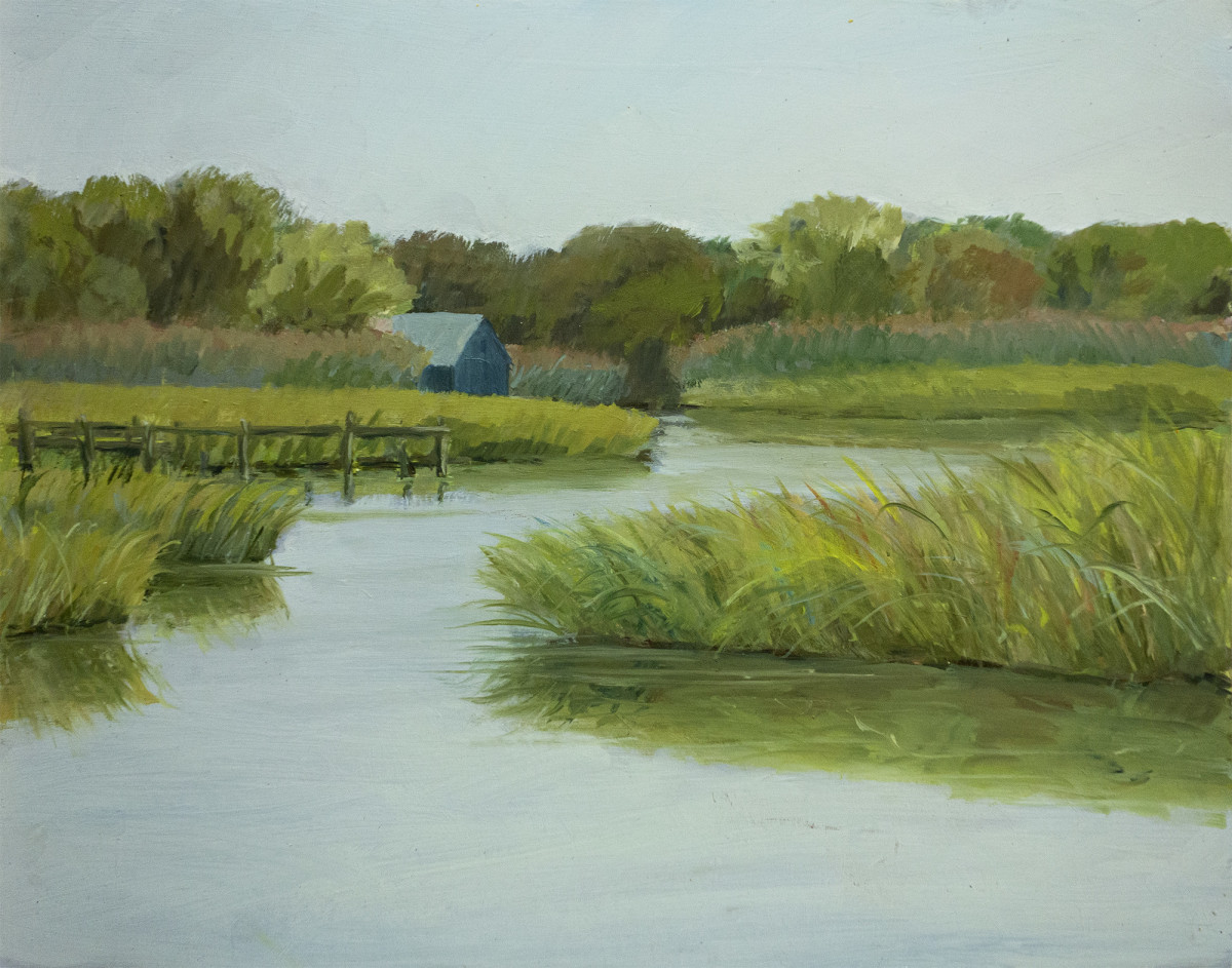 Untitled #323 (Marsh and Grey Shed) by Pat Ralph 