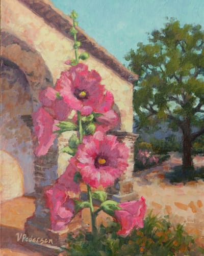 Mission Hollyhocks by Vicki Pedersen 