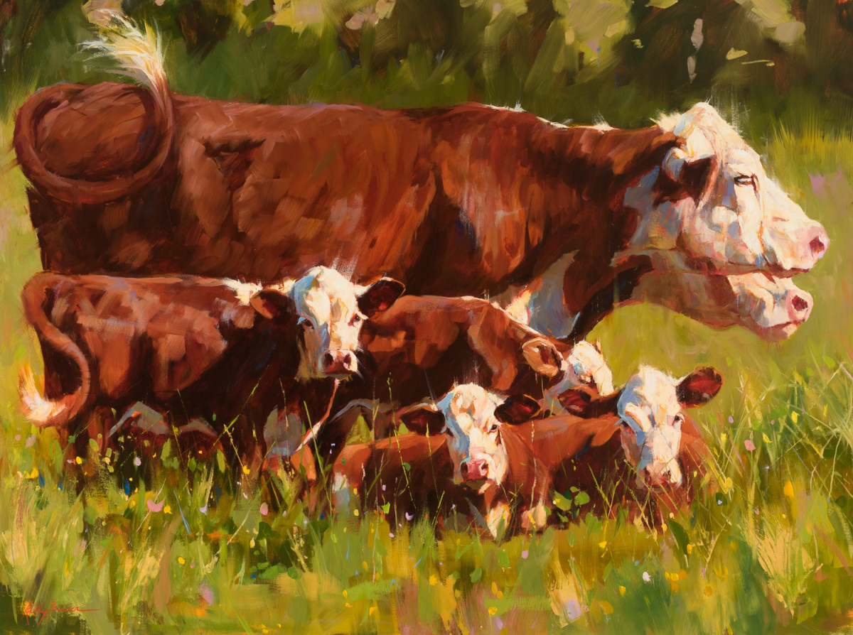 Herefords in a Landscape by Kelly Brewer 