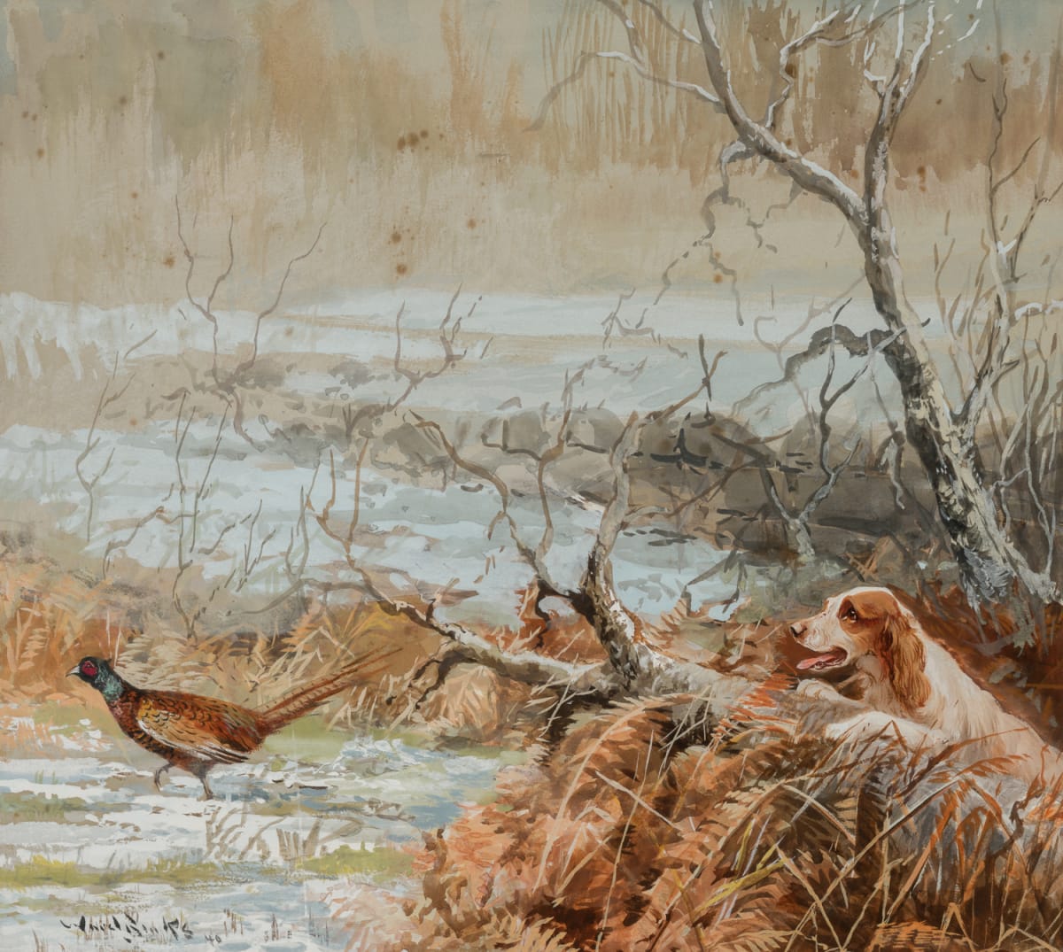 Hunting a Waterfowl by Reuben Ward Binks 