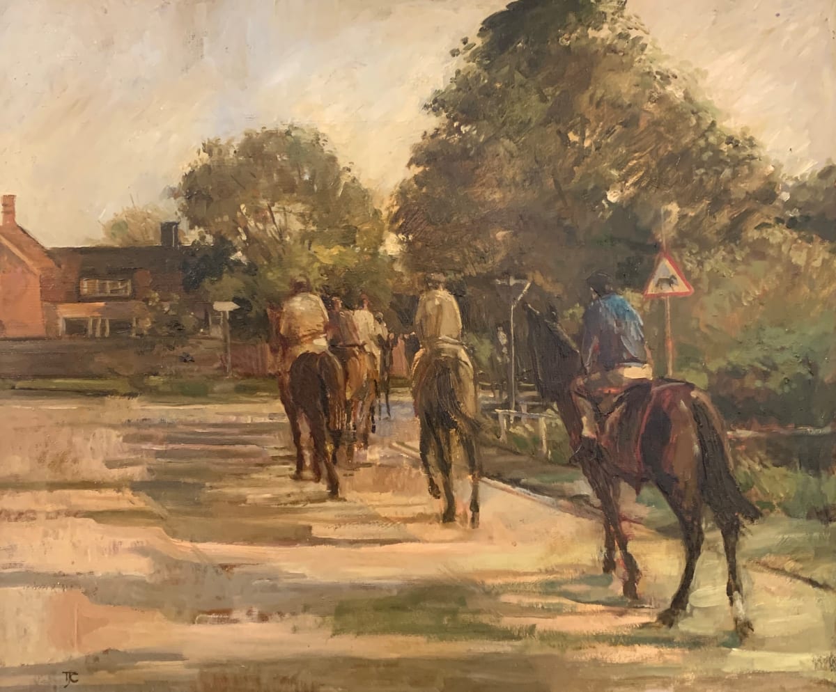 Barry Hills' String Returning From The Gallops At Lambourne by Thomas J. Coates 