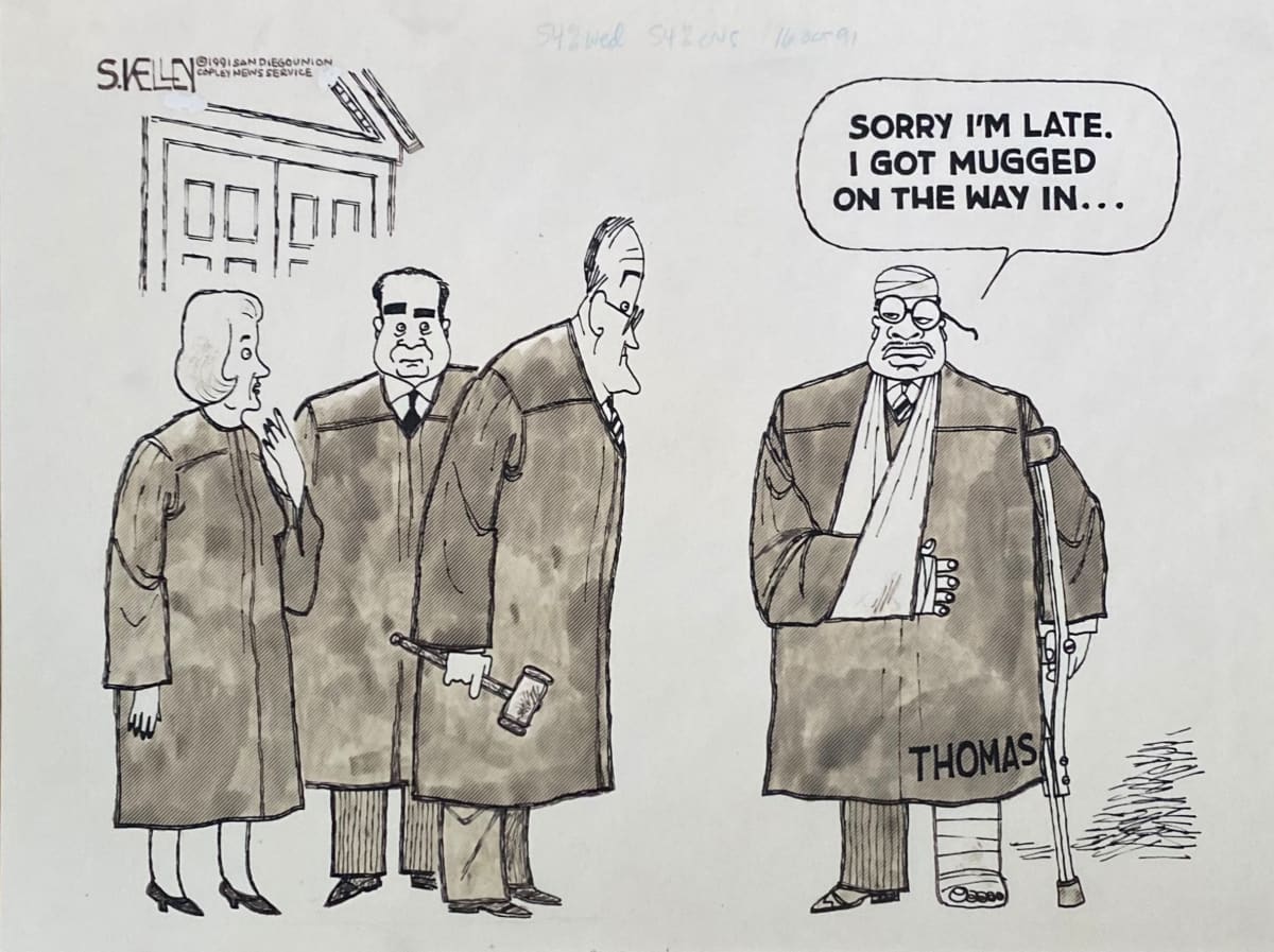 Clarence Thomas Mugged by Steve Kelley  Image: Final for Press