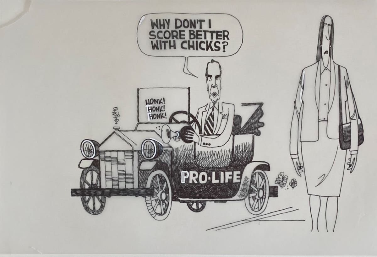 Bob #Dole Support of #Pro-Life Controversial to Women by Steve Kelley  Image: Original Ink Drawing on Velum included is set price or separately for $800
