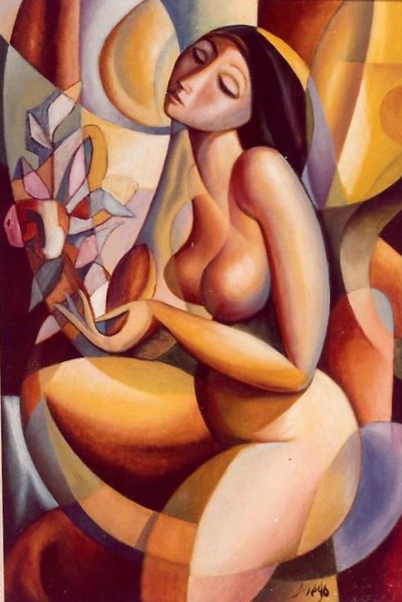 "Yellow Nude" by Antonio Diego Voci "STOLEN PAINTING" 