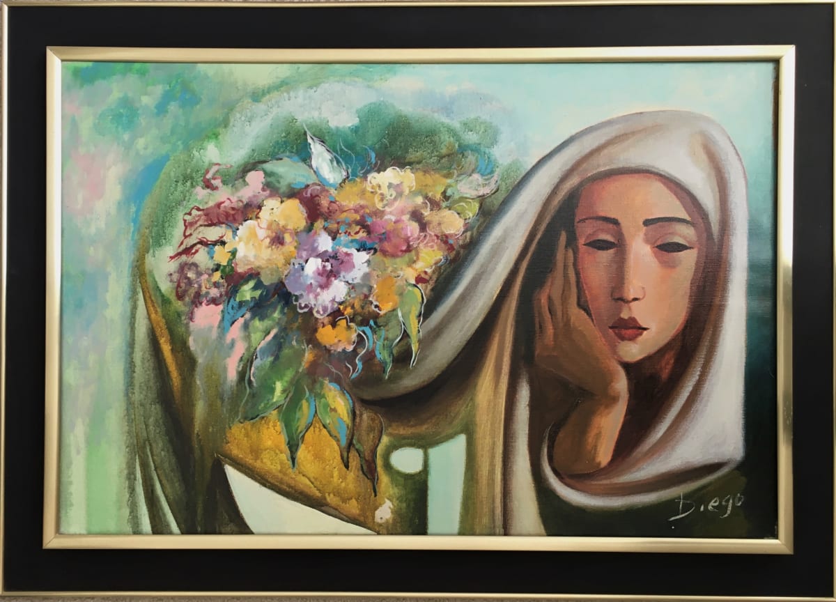 "Flowers and Figure Composition" #C106 in #Naffouj Frame by Antonio Diego Voci 