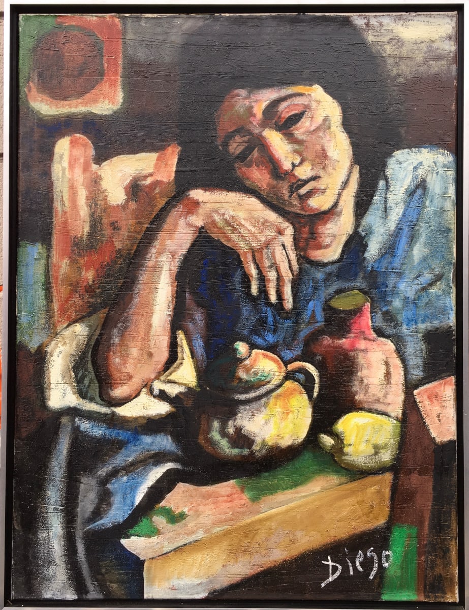 "Woman Drinking Tea" by Antonio Diego Voci #C11 by Antonio Diego Voci 