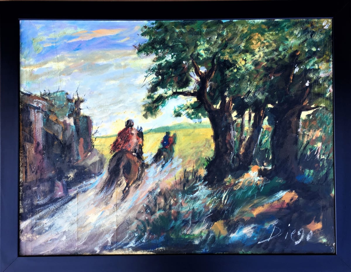 "Two Riders Galloping" #C56 by Antonio Diego Voci by Antonio Diego Voci  Image: "Two Riders Galloping" by Antonio DIEGO Voci, Oil on Canvas, 23.5 x 31.5 inches.
