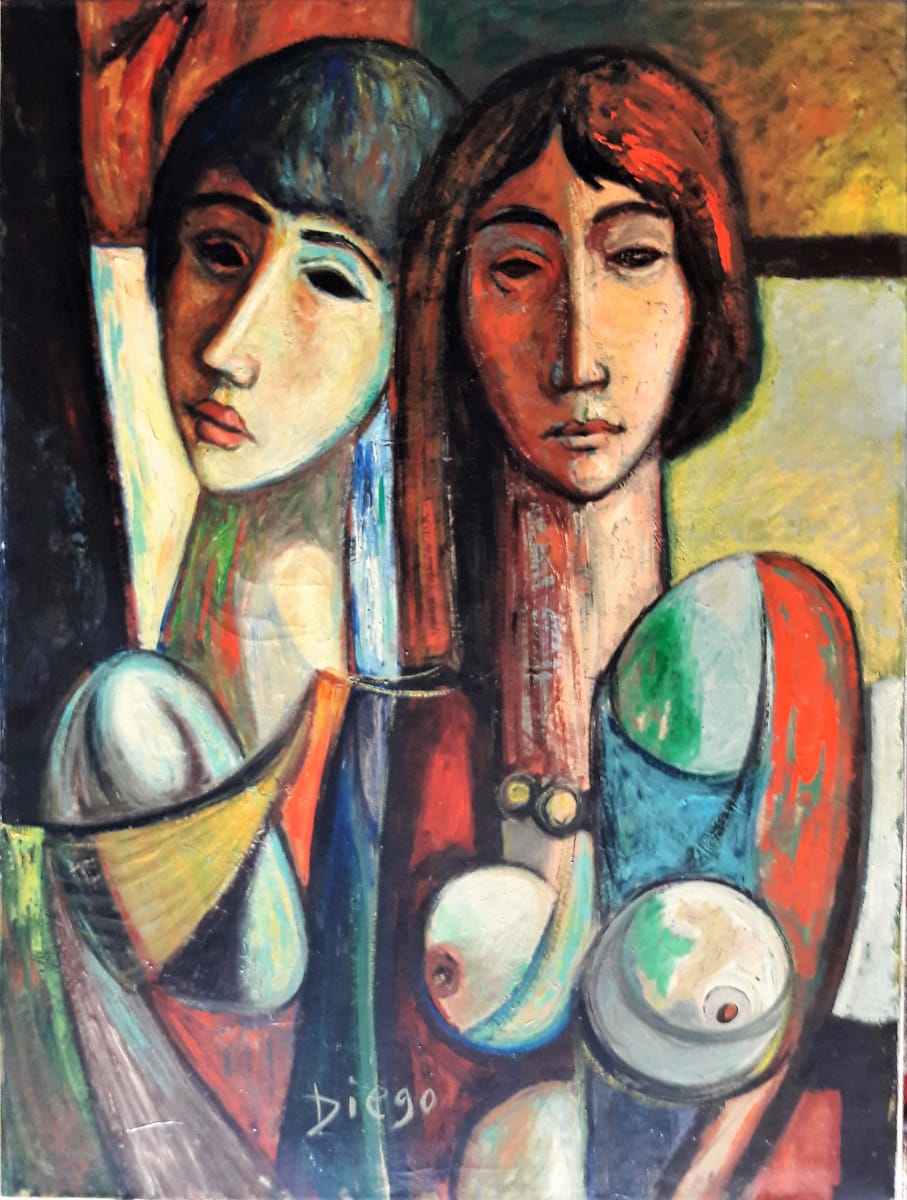 "Two Girls Due Ragazze" by Antonio Diego Voci #C76 by Antonio Diego Voci 