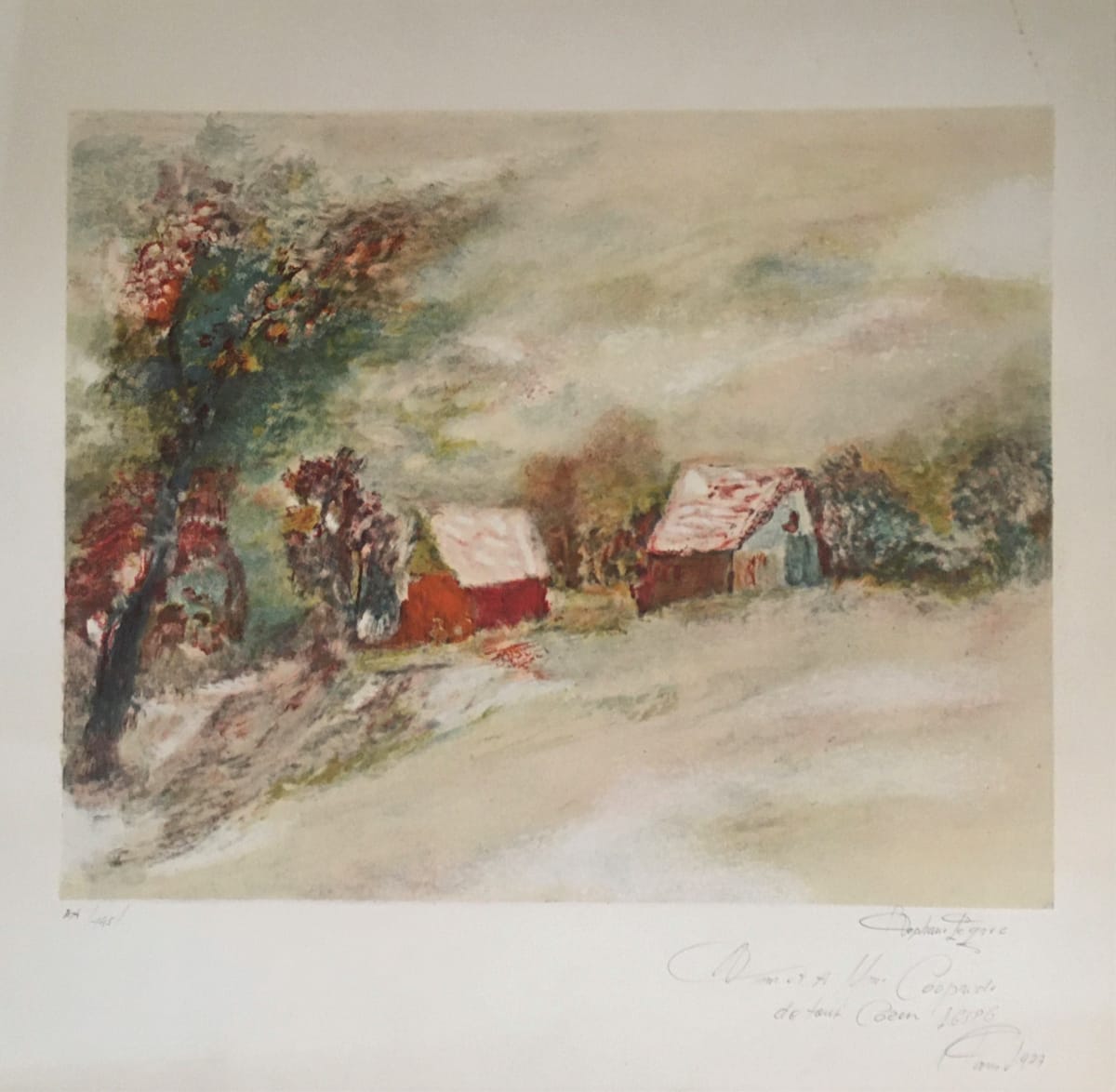 Untitled lithograph with dedication to Coop by Stephane Le Grec  Image: Untitled Lithograph 