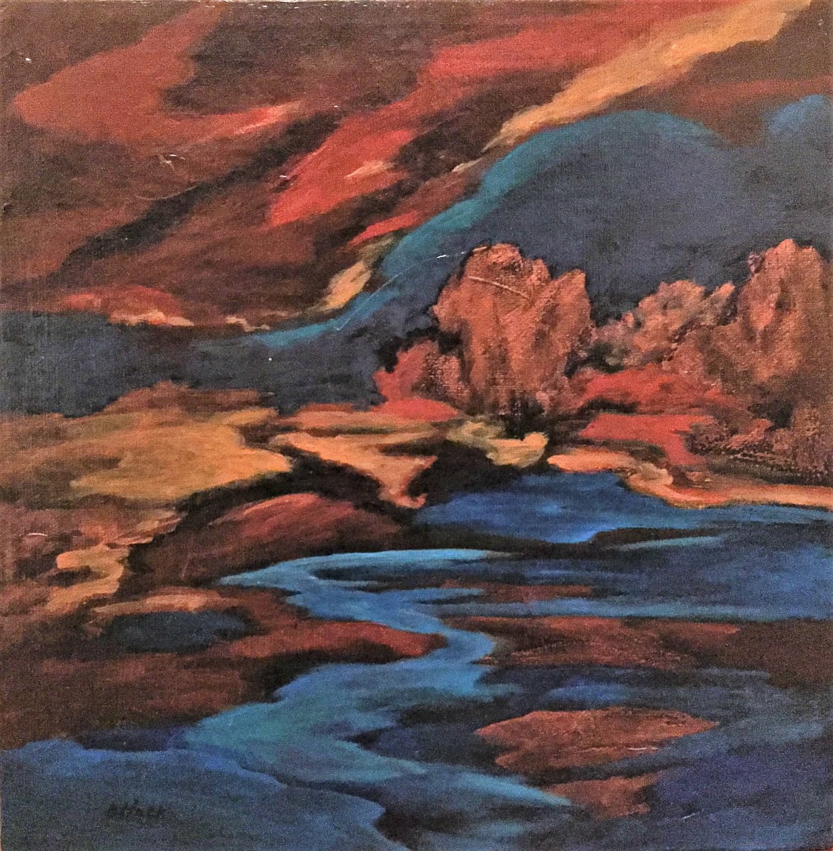 "Copper Tones" by Betty Hock by Betty Hock  Image: "COPPER TONES" by Betty Hock , Landscape, 12 x 12 in., Acrylic on Canvas