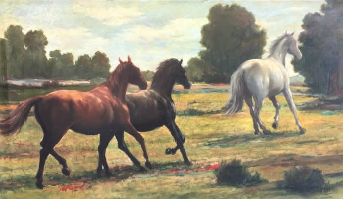 "Horses in Pasture" #C13 (Pferde auf Weide) by Antonio Diego Voci by Antonio Diego Voci 