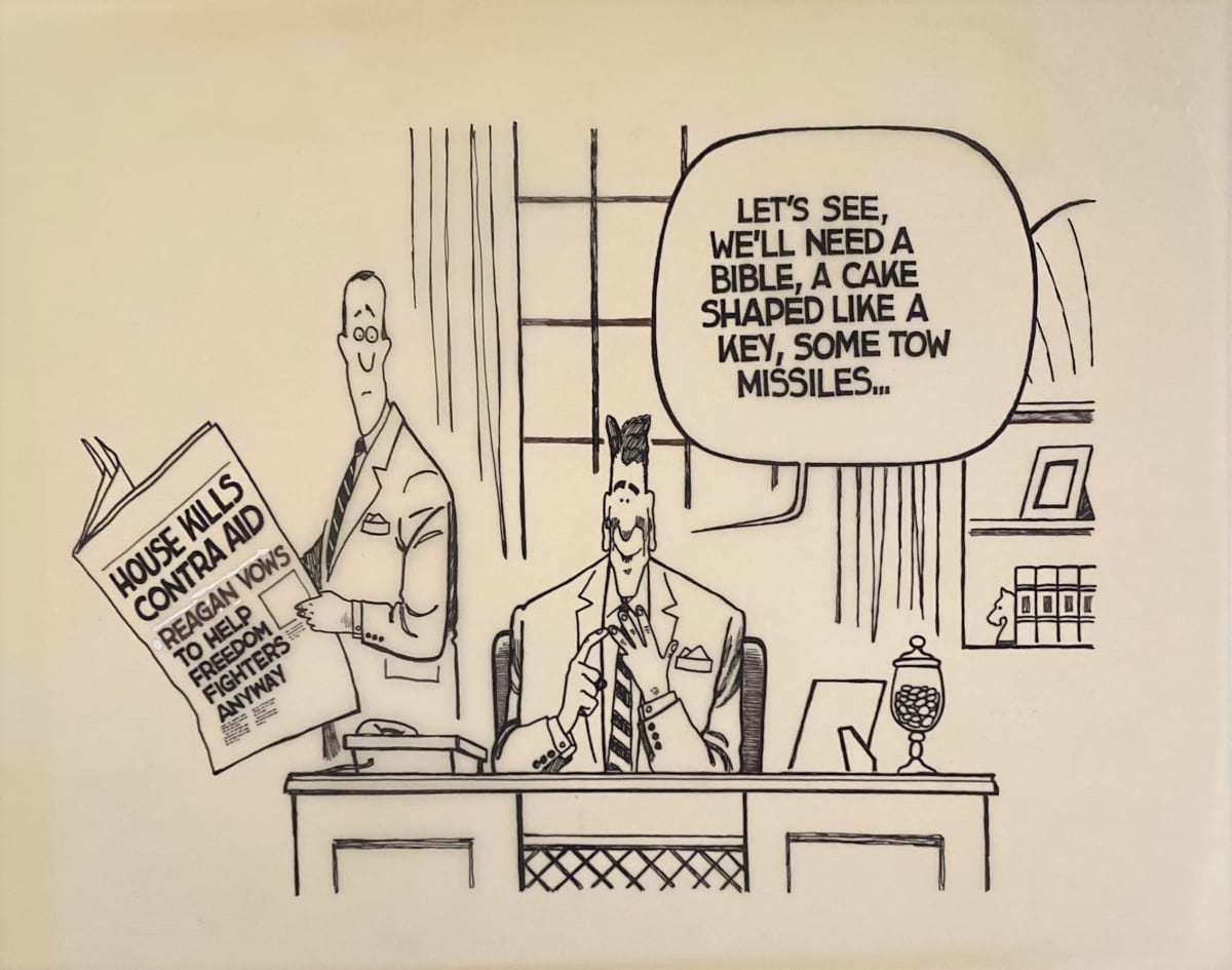 #Reagan Subversive Funding of #CONTRAS by Steve Kelley  Image: Original Drawing on Velum
