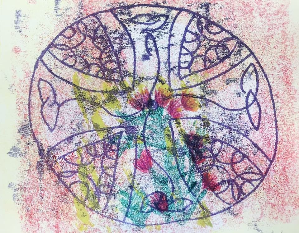 Celtic Cross Thistle by Diana Atwood McCutcheon  Image: copperplate; monotype combination