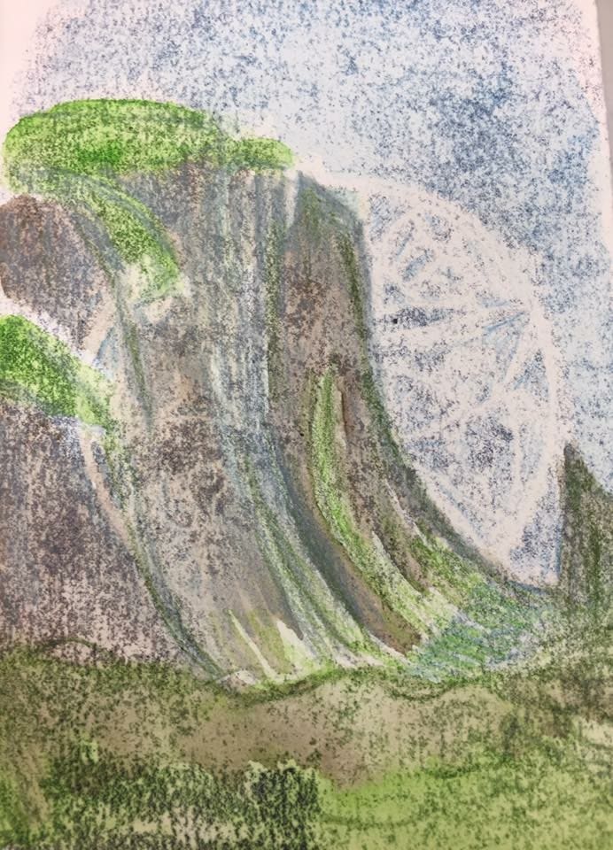Quiraing Celtic by Diana Atwood McCutcheon  Image: trace transfer; pulled monotype; watercolor