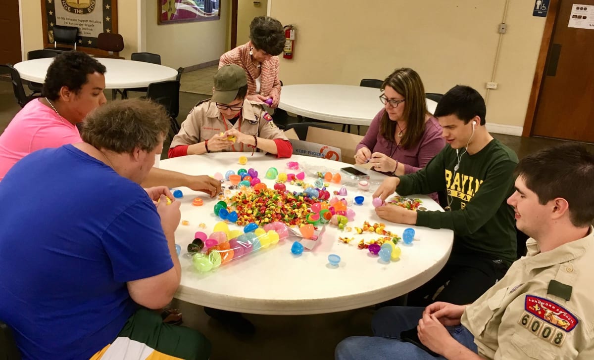 Prepping for the VFW Hewitt Easter Egg Hunt by Diana Atwood McCutcheon 