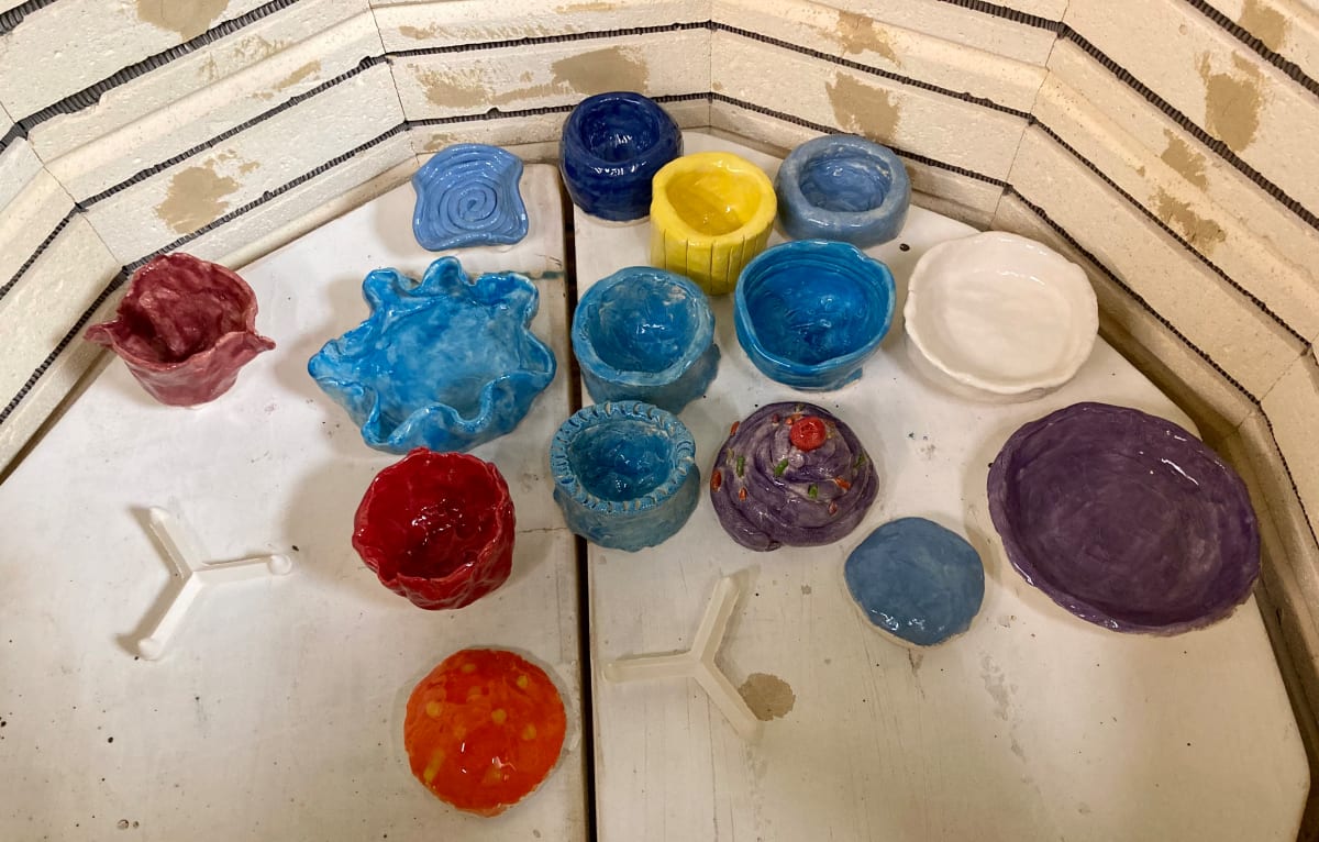 Hand built clay with students by Diana Atwood McCutcheon 