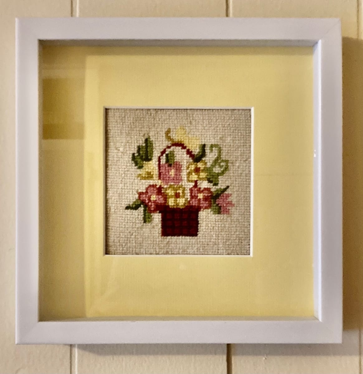 Petit Point Flowers in Basket by Diana Atwood McCutcheon 