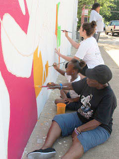 Mural East Waco Library Project - Volunteer by Diana Atwood McCutcheon 