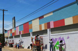 Mural East Waco Library Project - Volunteer by Diana Atwood McCutcheon 