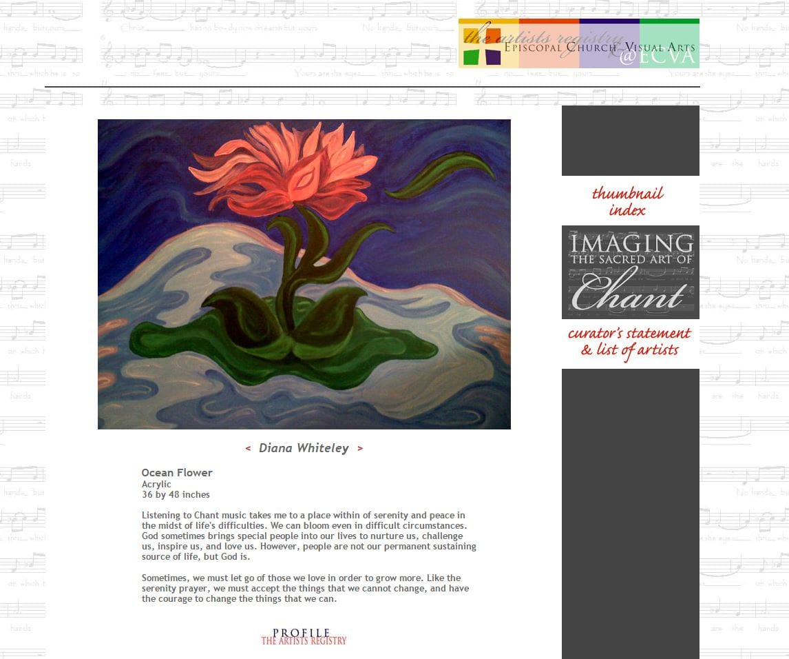 Imaging the Sacred Art of Chant 2011 by Diana Atwood McCutcheon  Image: ECVA Exhibit Website