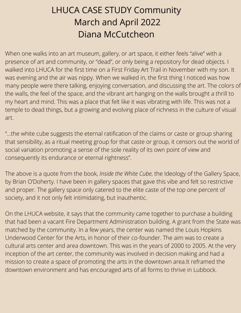 LHUCA Case Study Museum Education by Diana Atwood McCutcheon  Image: LHUCA Case Study Museum Education