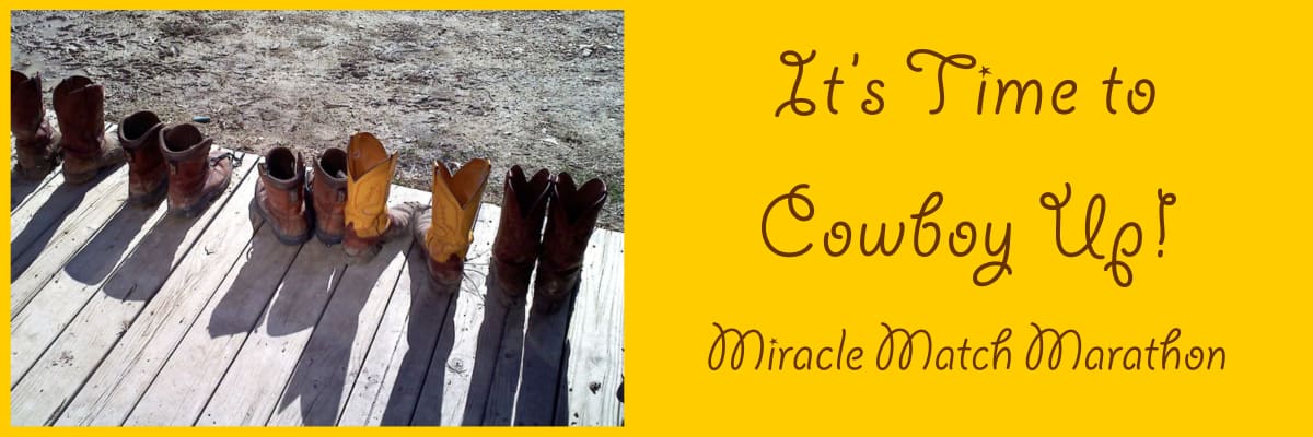 It's Time to Cowboy Up Banner by Diana Atwood McCutcheon  Image: Miracle Match Marathon Banner