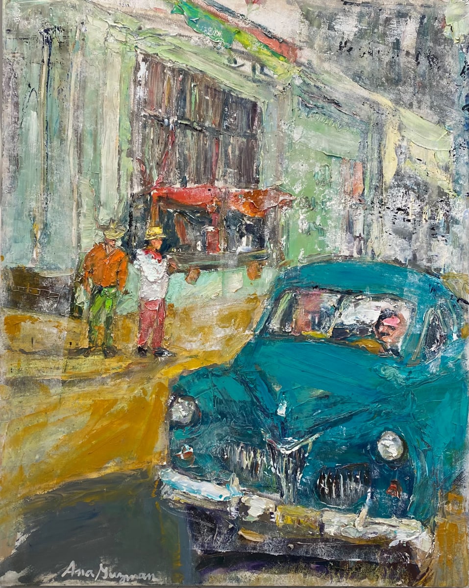 Blue Car in Havana 