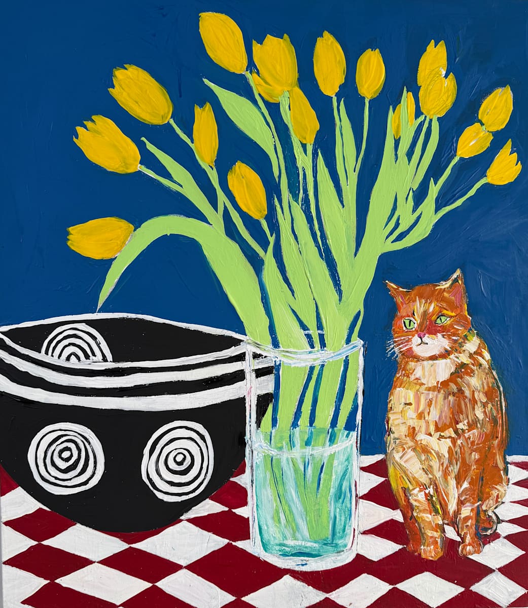 Tulips and Kitty by Ana Guzman 
