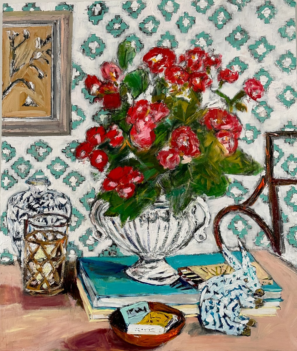 Interior with Red Bouquet by Ana Guzman 