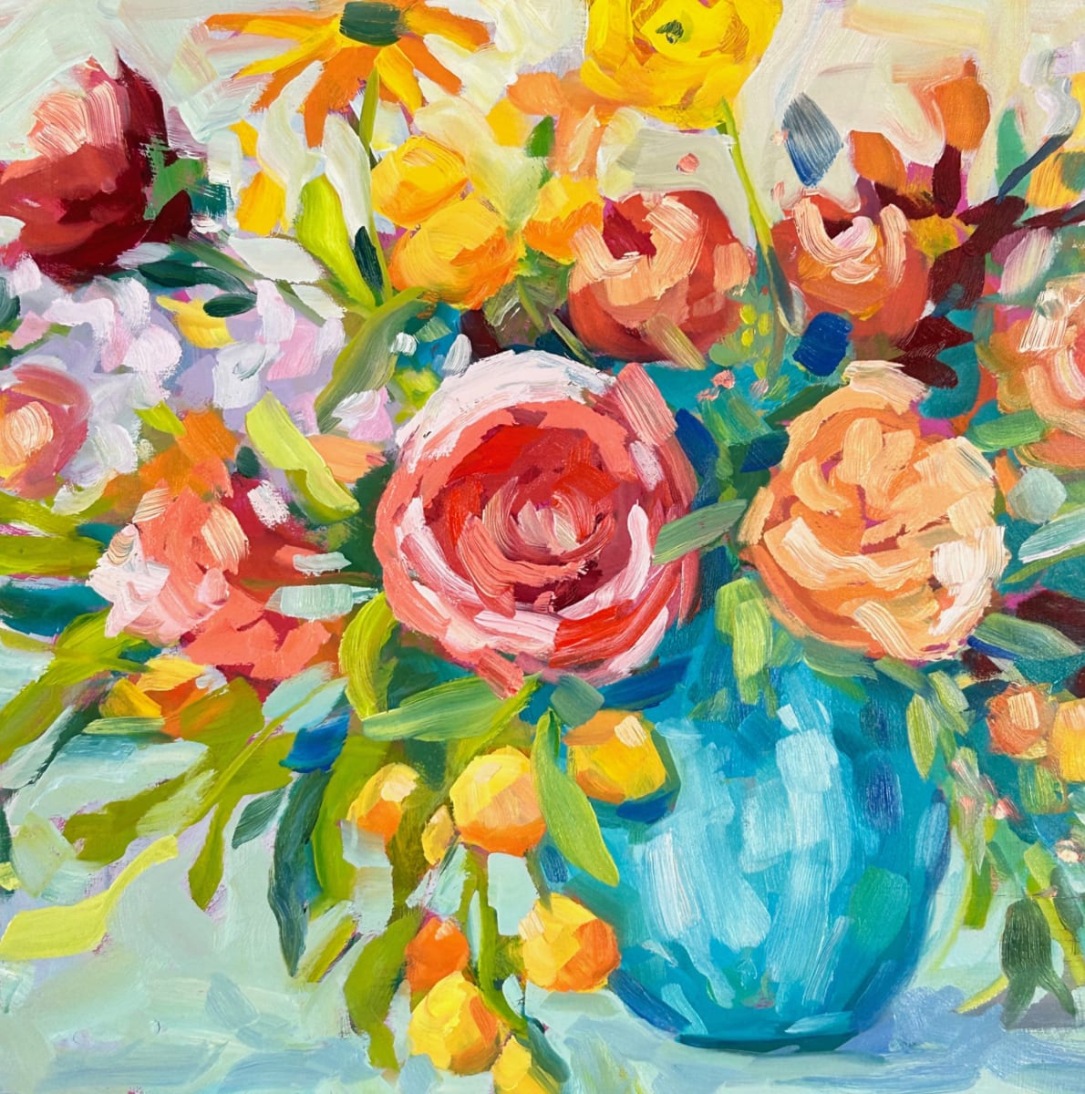 summer sunshine in a blue vase by Clair Bremner 