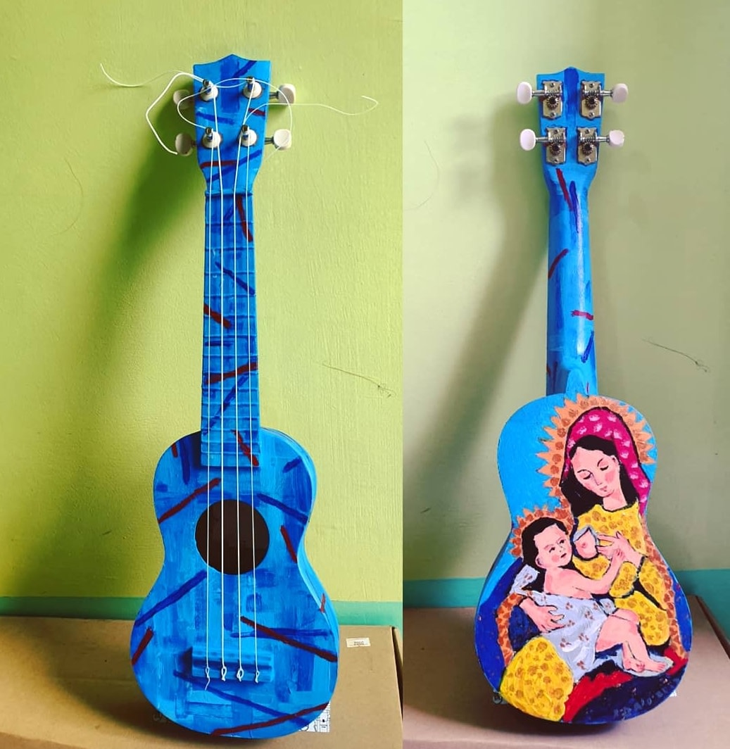 Homage to Peruvian Mother & Child - Ukelele by ioni mendoza  Image: Donated to the Australian-New Zealand Chamber of Commerce Philippines (ANZCHAM) as part of auction to support UNICEF's #SaferkidsPH