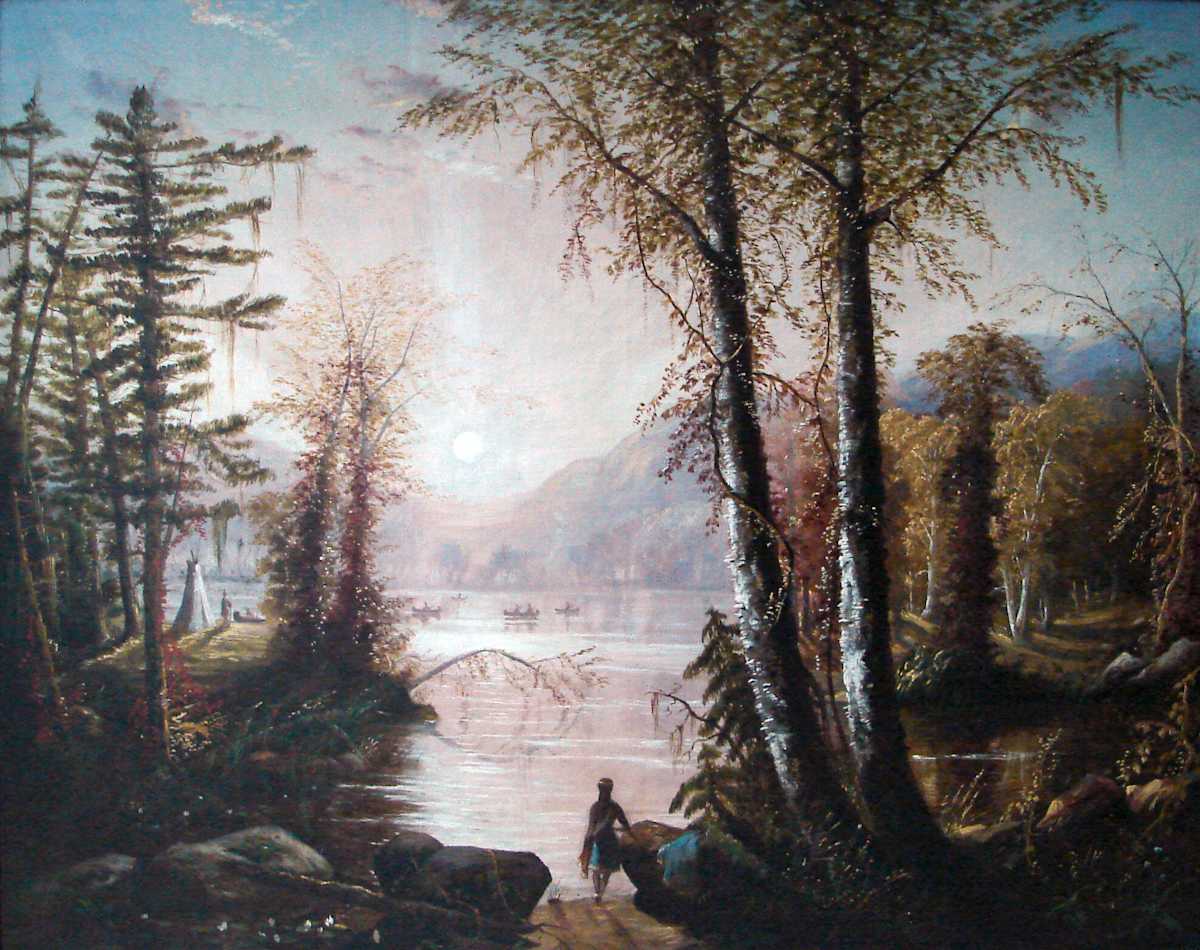 Indians Canoeing on a Lake by Alfred Thompson Bricher 