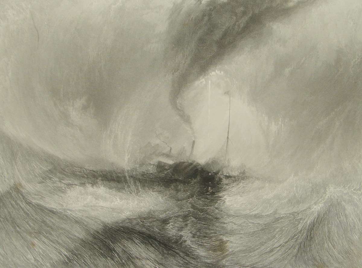 Snowstorm:  Steamboat off a Harbour's Mouth making Signals, in shallow Water, and going by the Lead by after Joseph M. W. Turner 