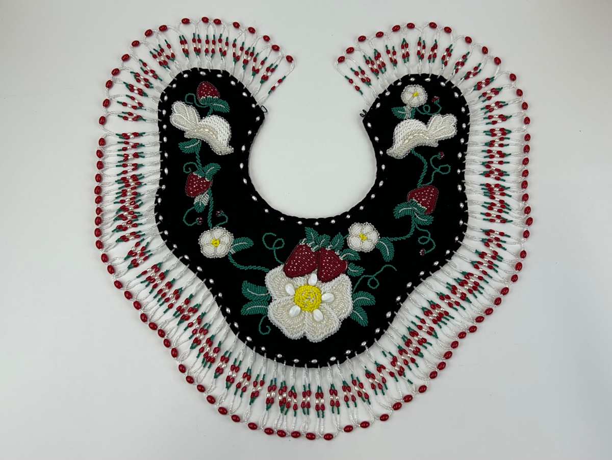 Untitled Beaded Strawberry Collar by Rosemary Rickard Hill 