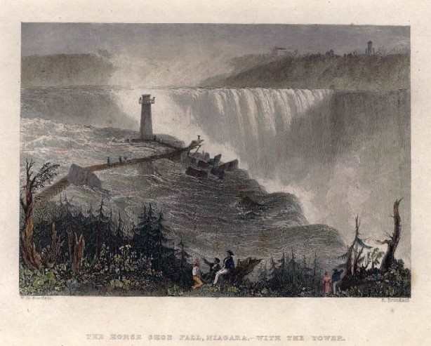 The Horse Shoe Fall, Niagara - with the Tower by William Henry Bartlett 