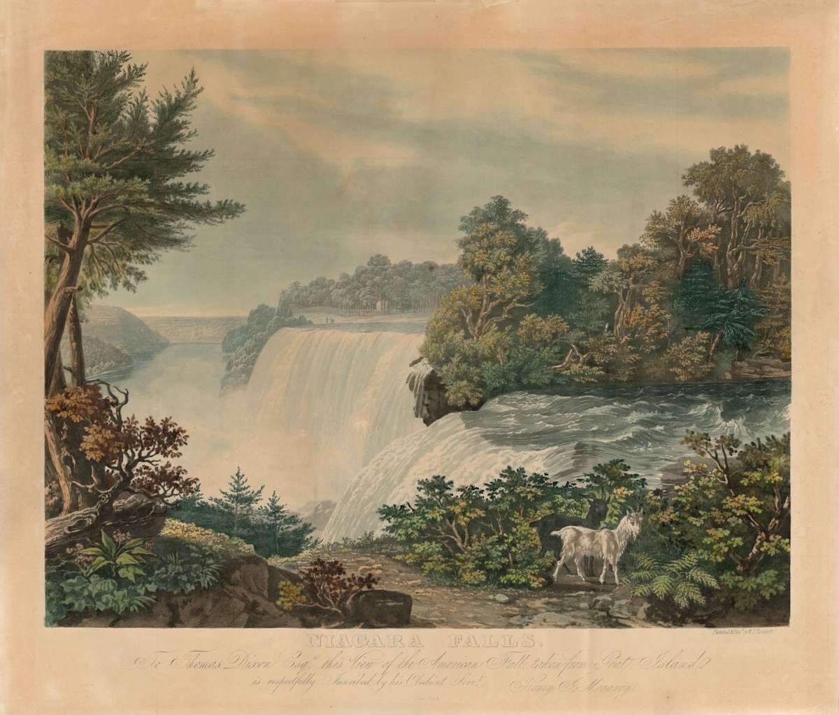 Niagara Falls - View of the American Falls From Goat Island by William James Bennett, Image 1.