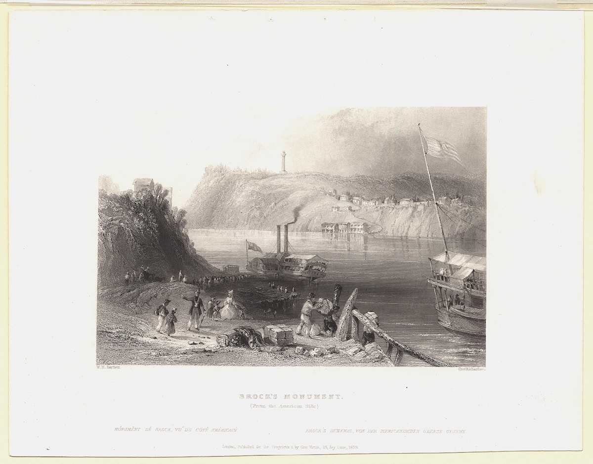 Brock's Monument (From the American Side) by William Henry Bartlett 