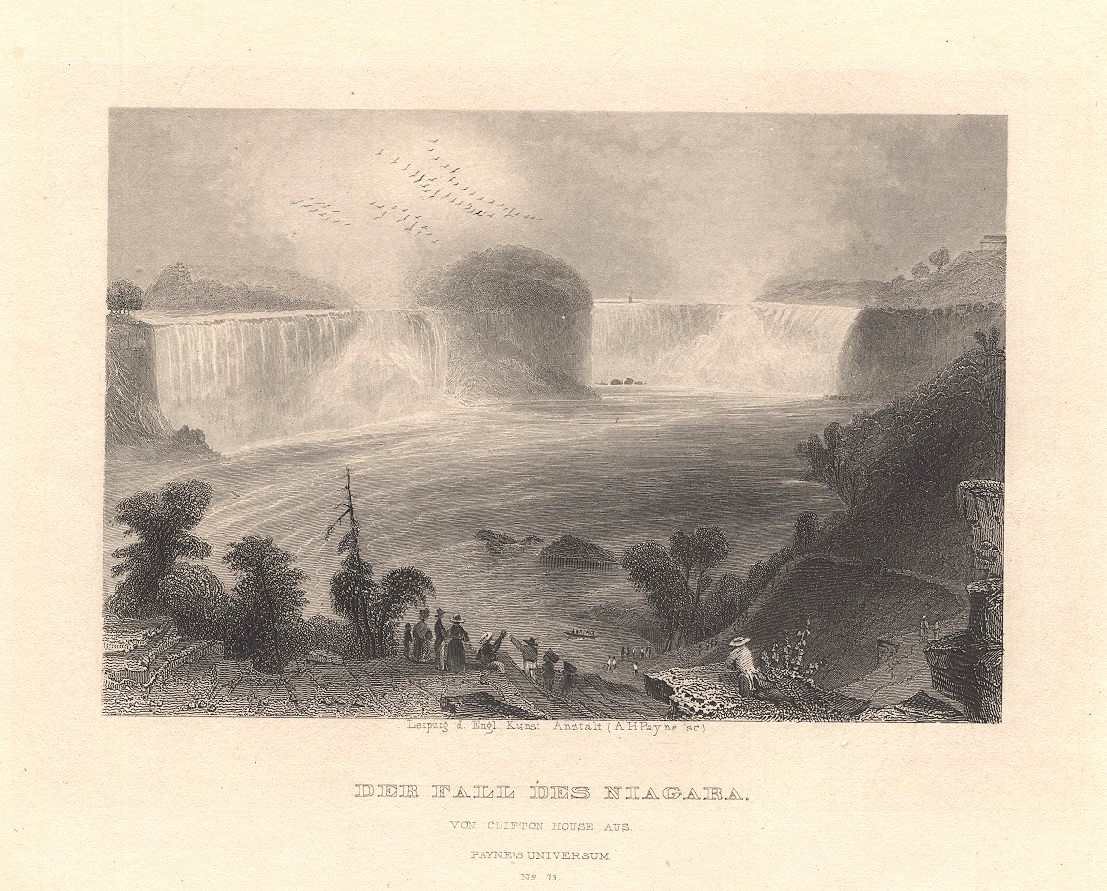 Der Fall Des Niagara  Von Clifton House Aus Payne's Universum by William Henry Bartlett 