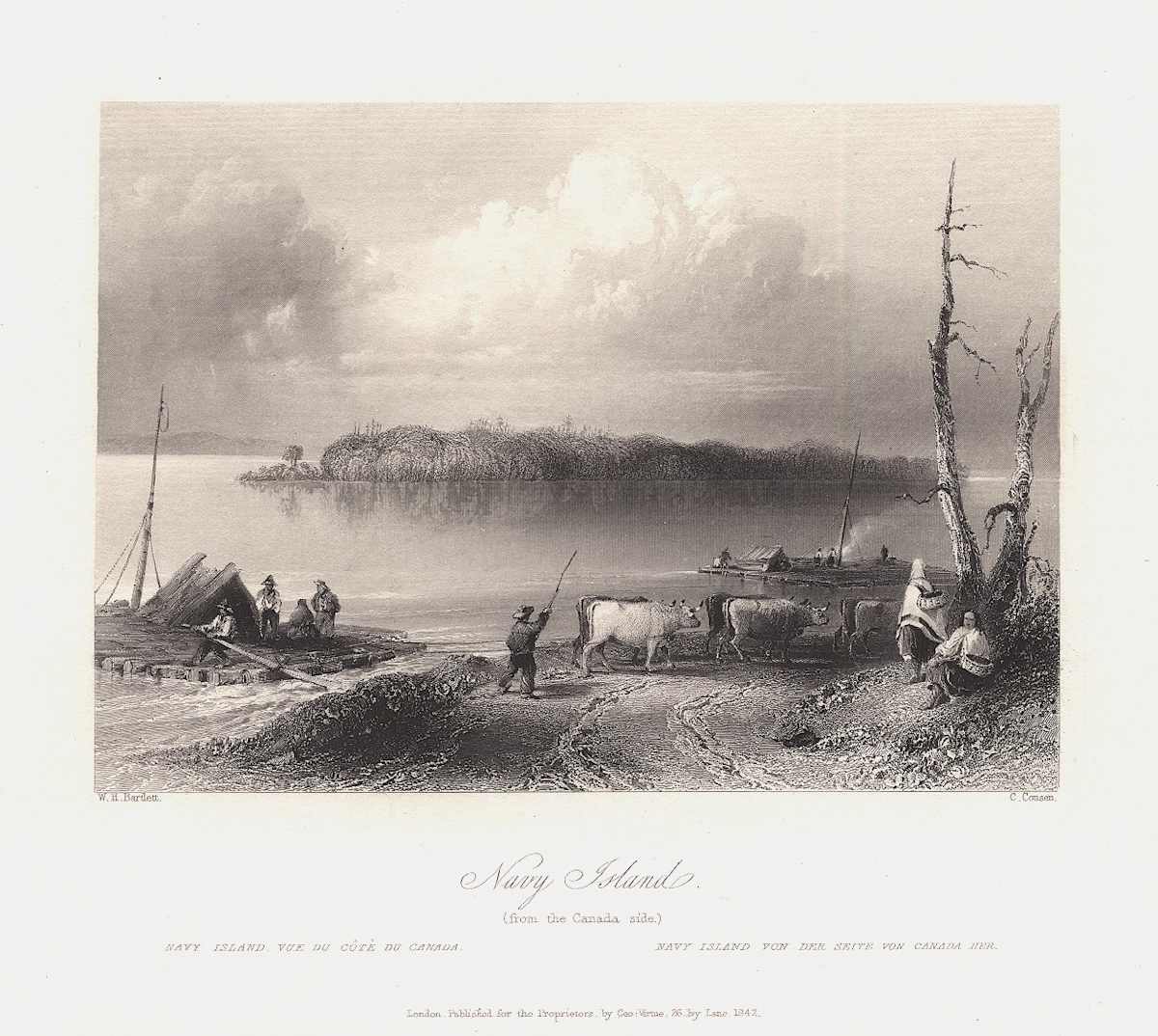 Navy Island (from the Canada Side) by William Henry Bartlett 