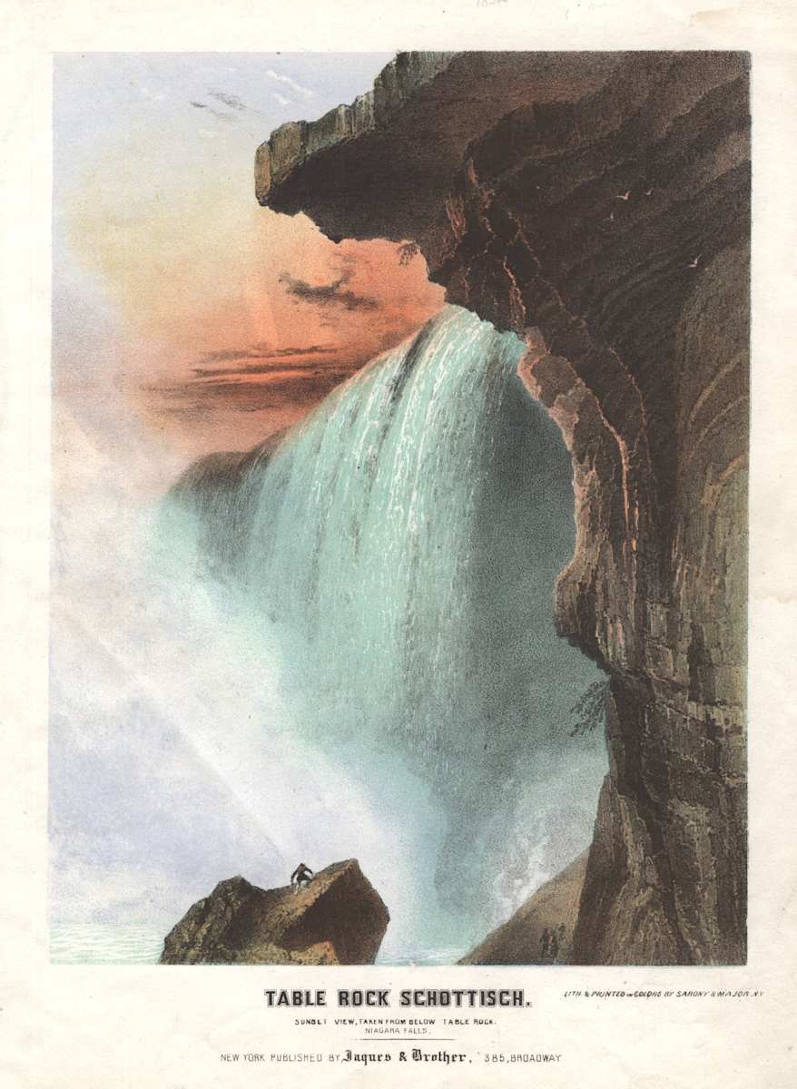 Sunset View, taken from below Table Rock, Niagara Falls by after William Henry Bartlett 
