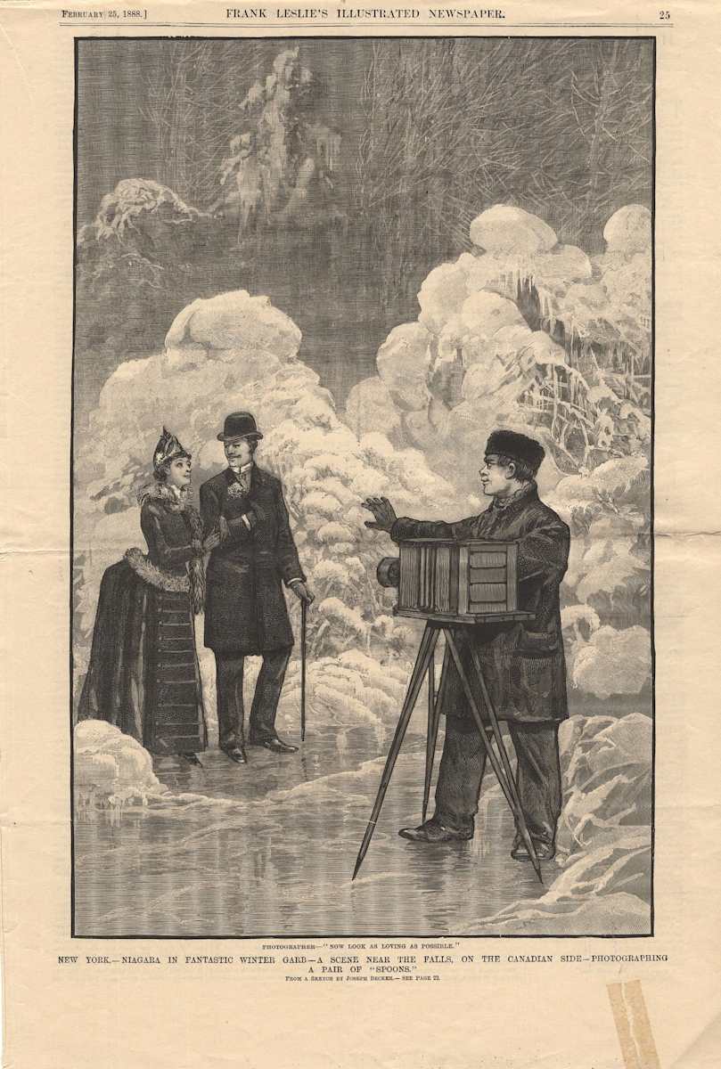 New York-Niagara in Fantastic Winter Garb-A Scene Near the Falls, on the Canadian Side by Joseph Becker 