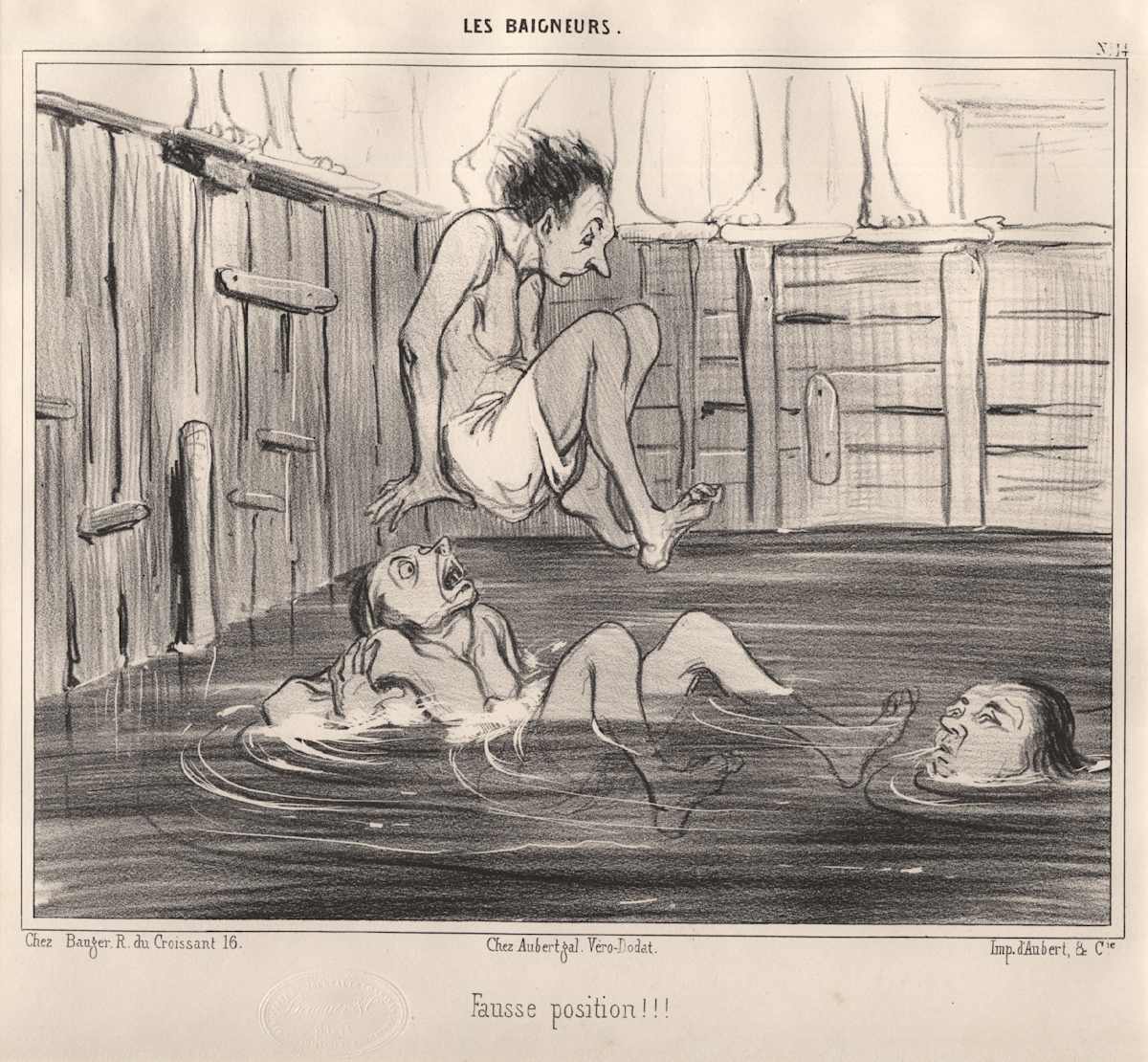 Plate #14 of LesBaigneurs (TheSwimmers) by Honore Daumier 