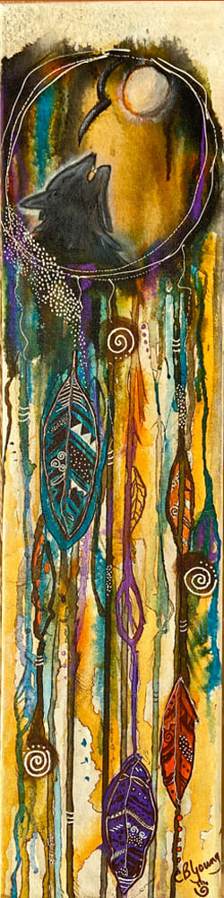 A Warrior's Journey by Carolyn Bernard Young  Image: A Warrior's Journey, 24 x 6 x 1.5", acrylics and inks on canvas