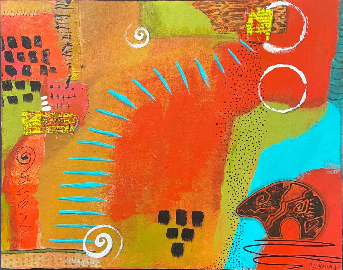 Crossroads by Carolyn Bernard Young  Image: Crossroads, 11 x 14" acrylics on unstretched canvas, mounted on cradled panel