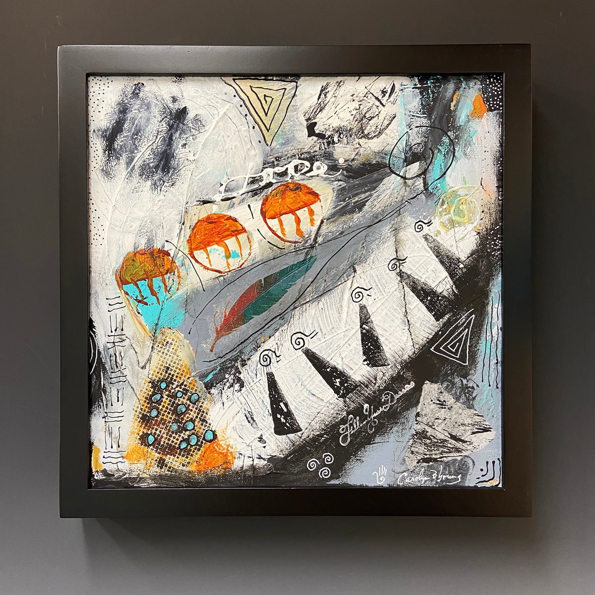 Follow Your Dreams  Image: ©Carolyn Bernard Young, Follow Your Dreams, mixed media on 12 x 12 x .5", 13.5 x 13.5 x 1.5" framed