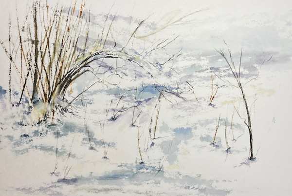 Backyard Winter Inspiration by Chantal  Image: impression of snow with branches